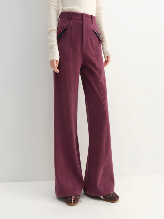 Burgundy Corduroy Wide Leg Pants