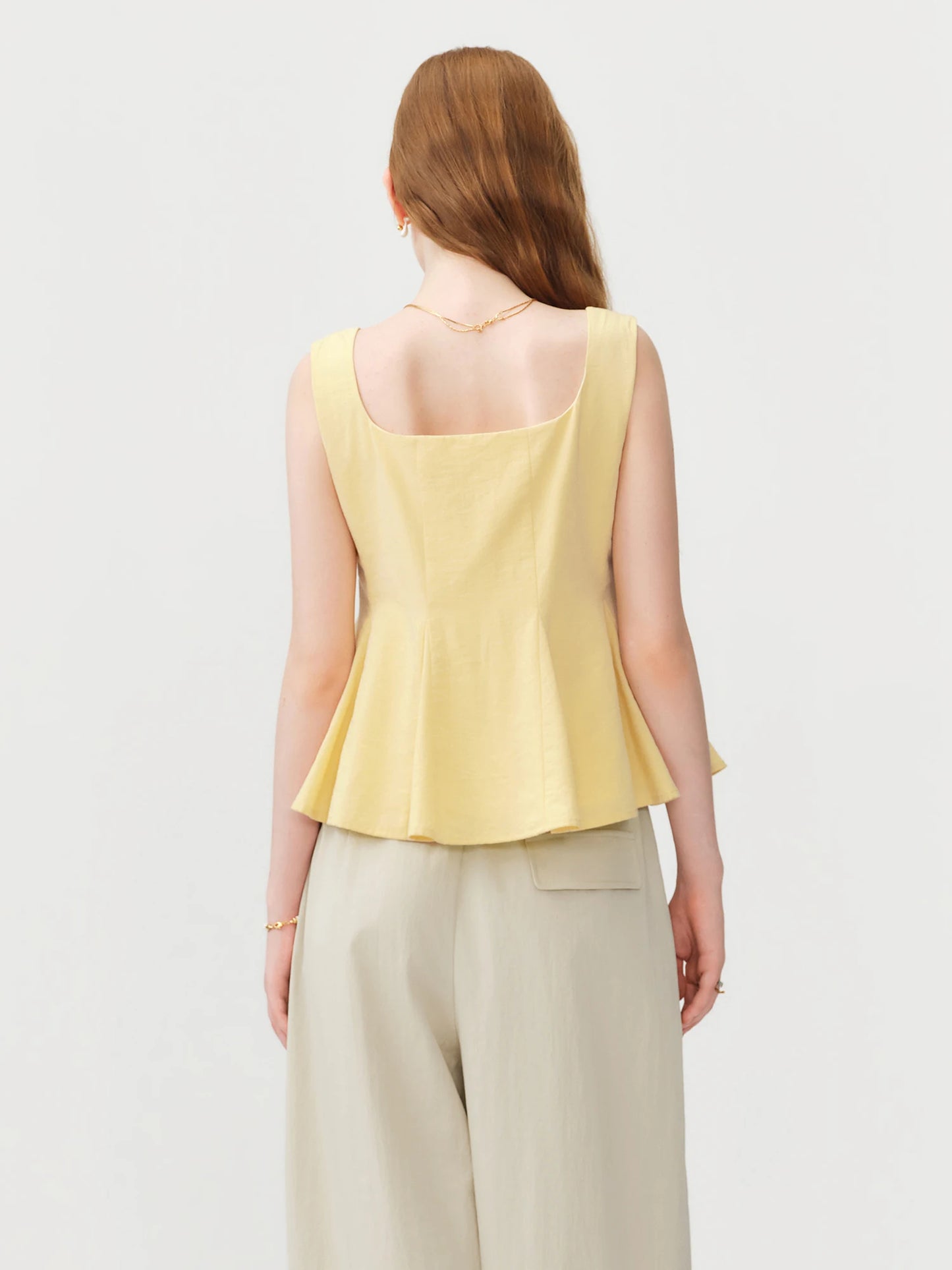 Butter Yellow Peplum Tank Top