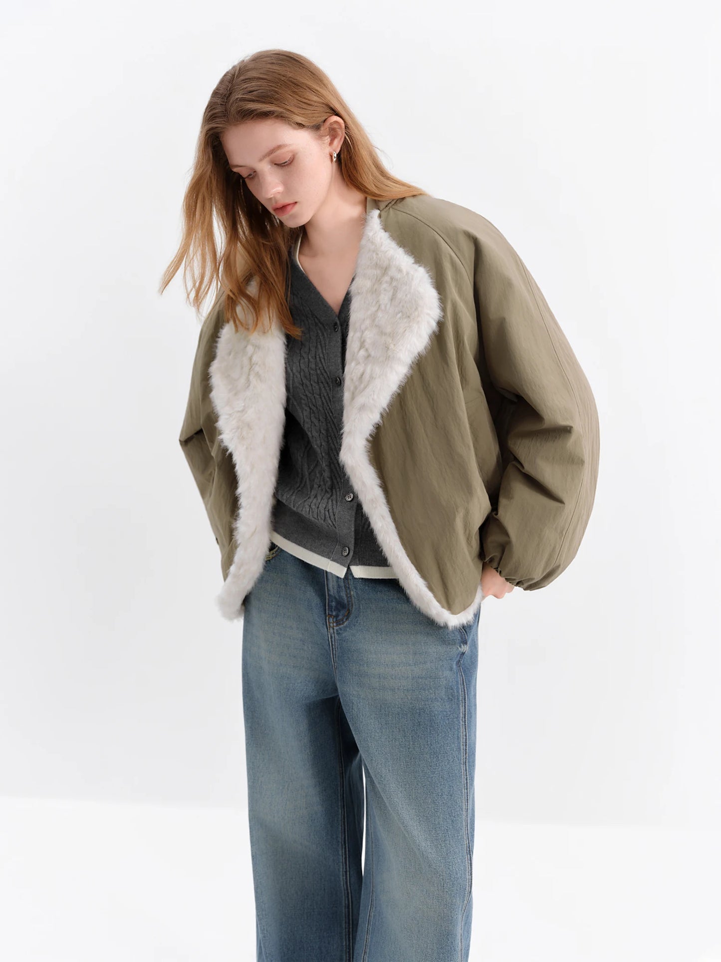 Black Faux Fur Collar Jacket