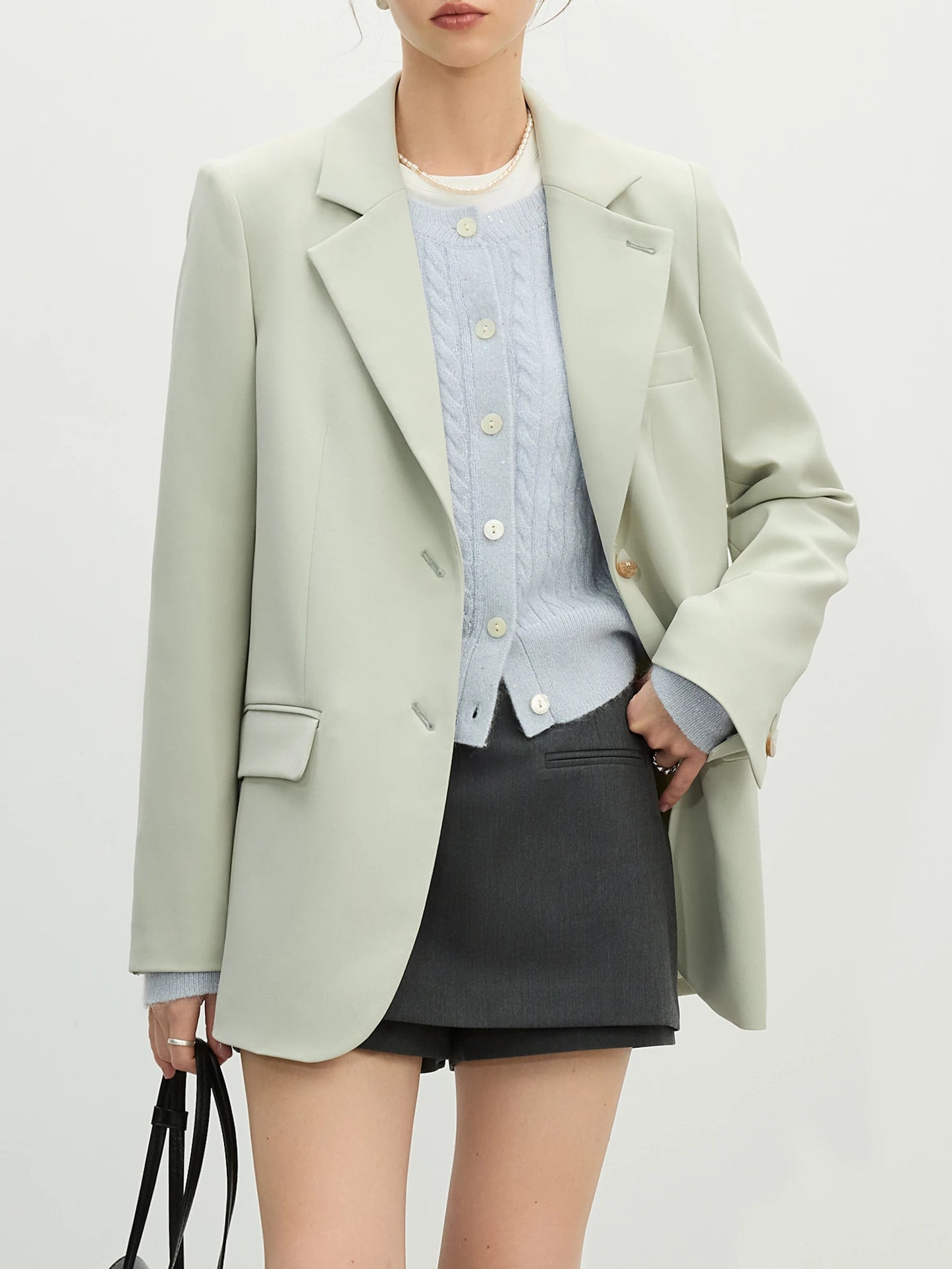 Ivory Single Button Tailored Blazer