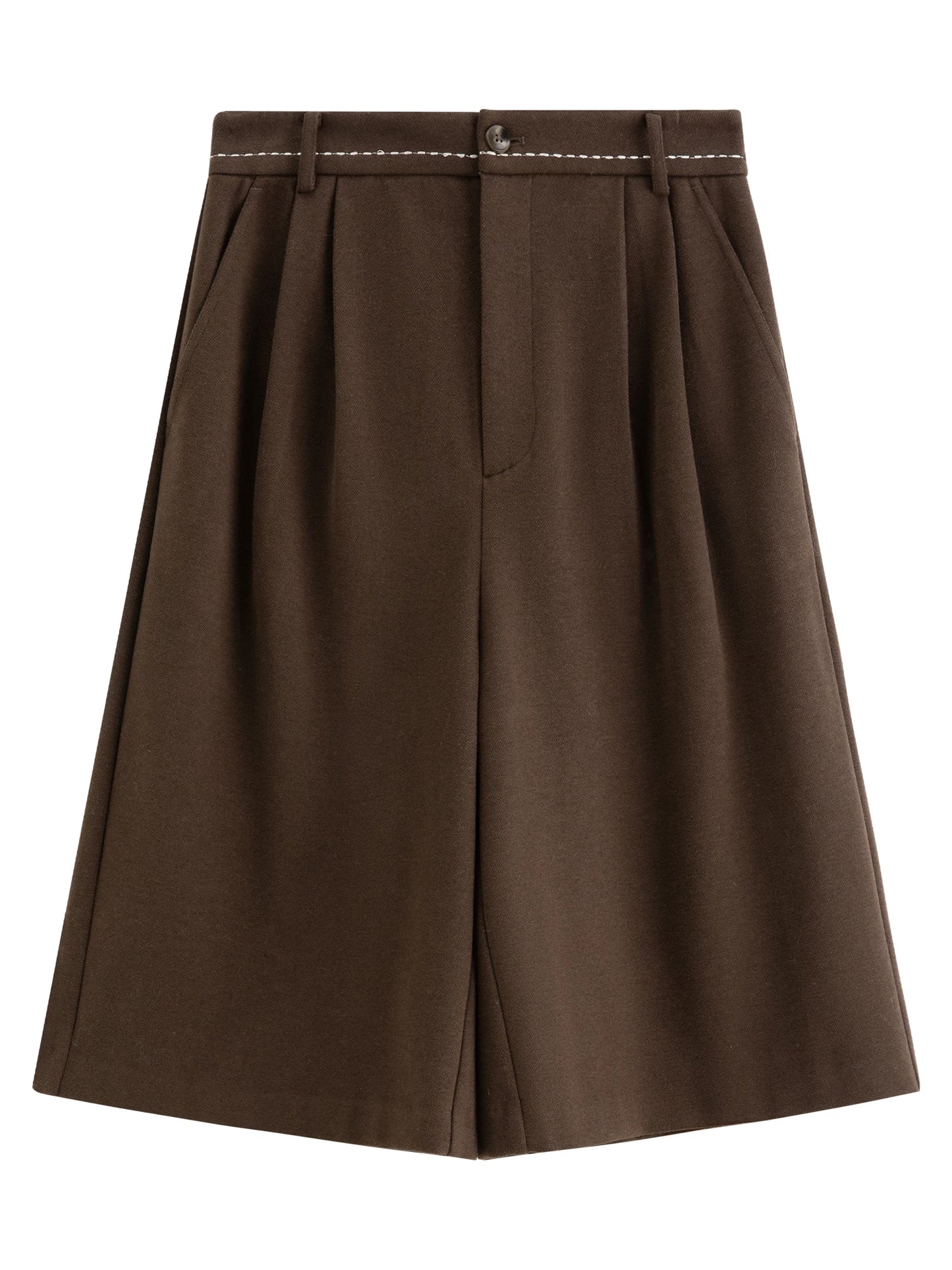 Brown Wide Leg Bermuda Shorts