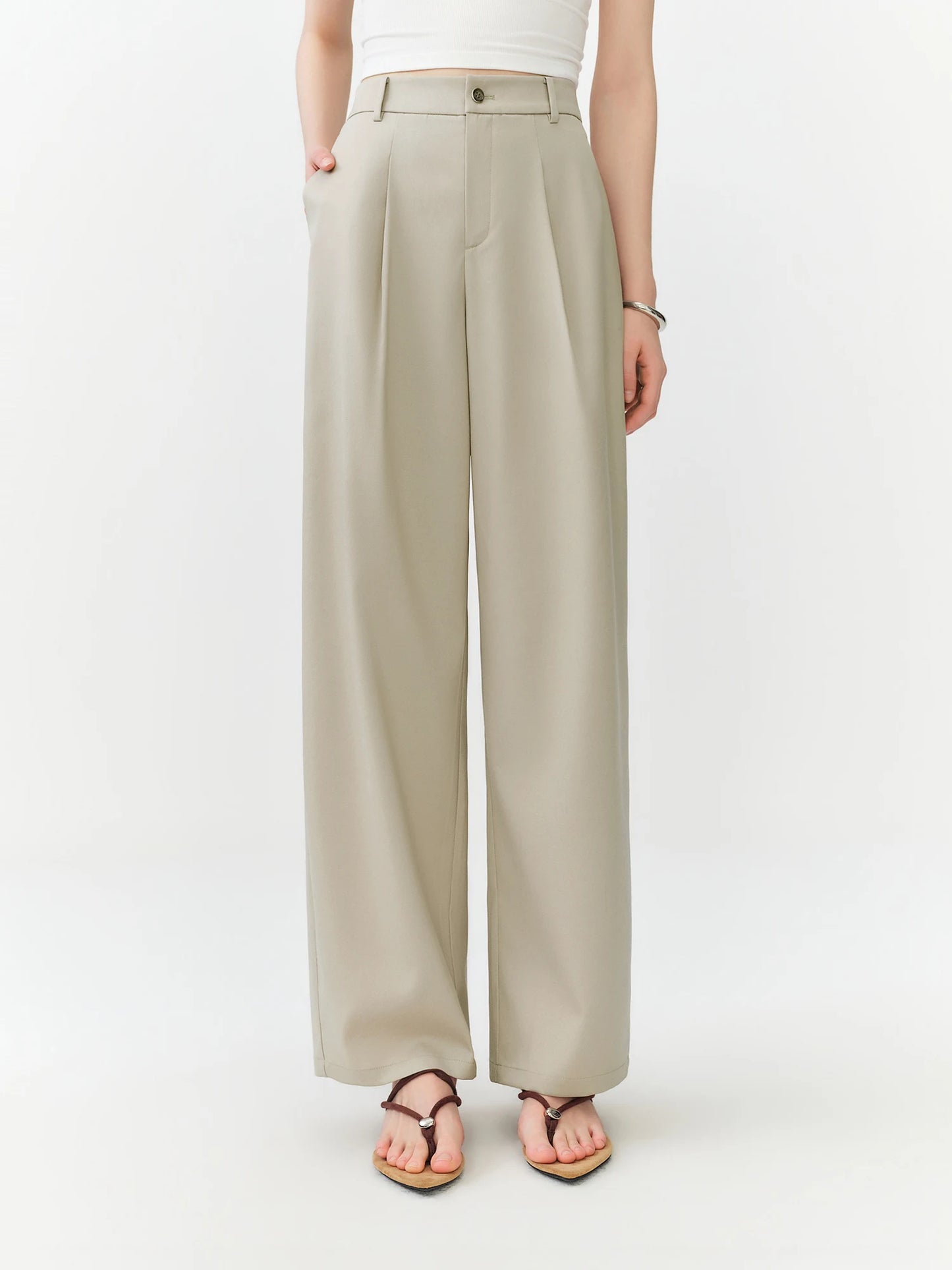 Blush High Waist Wide Leg Trousers