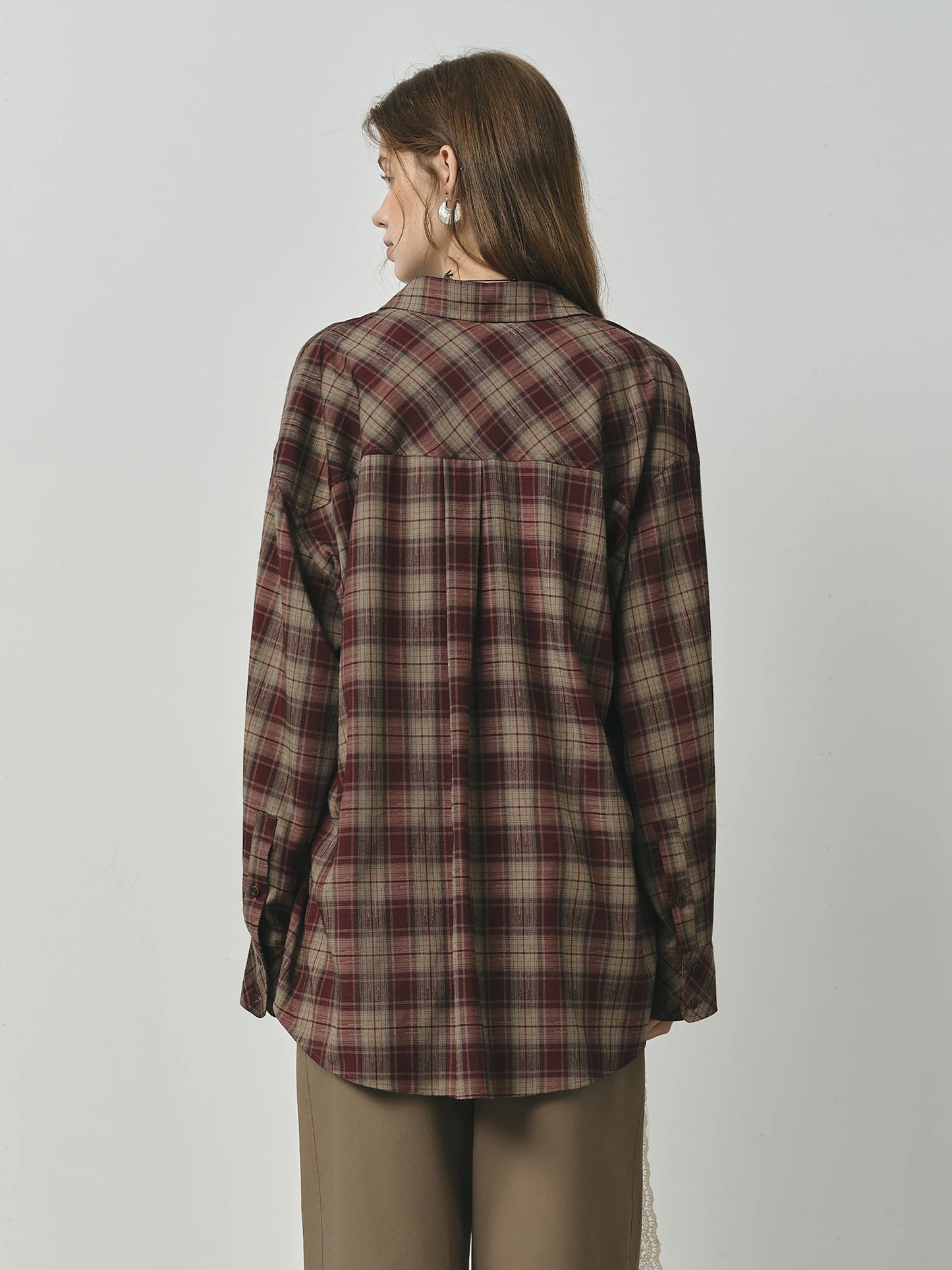 Black Plaid Oversized Flannel Shirt