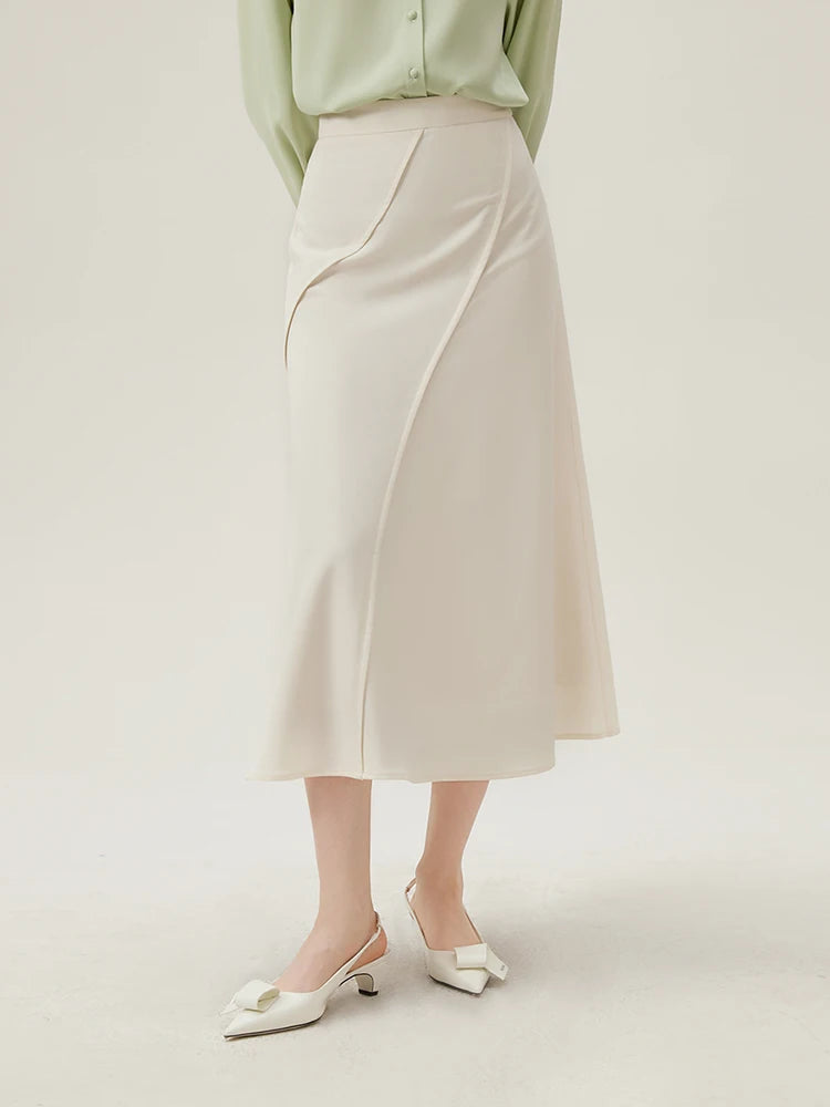 Black Asymmetric Wrap Midi Skirt