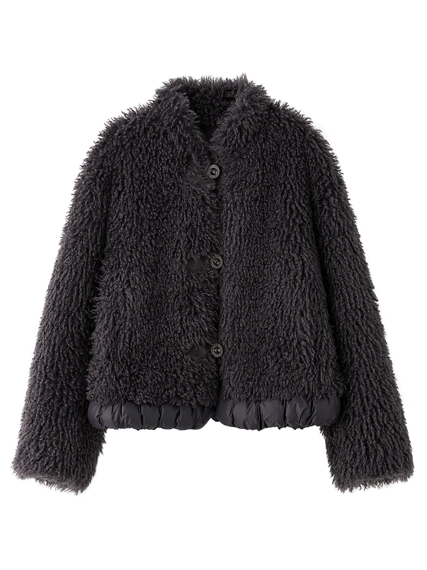 Ivory Faux Fur Bomber Jacket