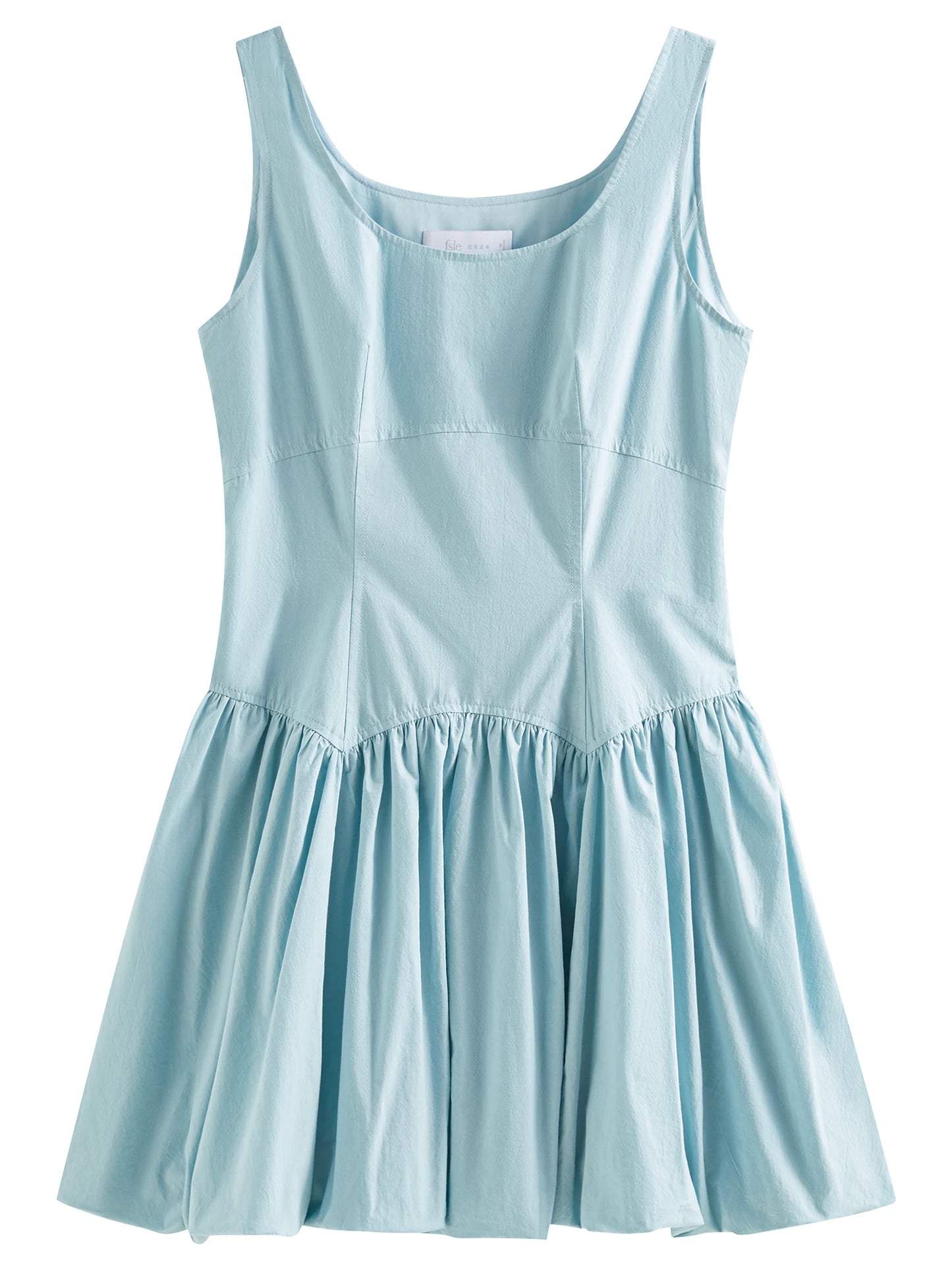 Pale Blue Bubble Hem Mini Dress