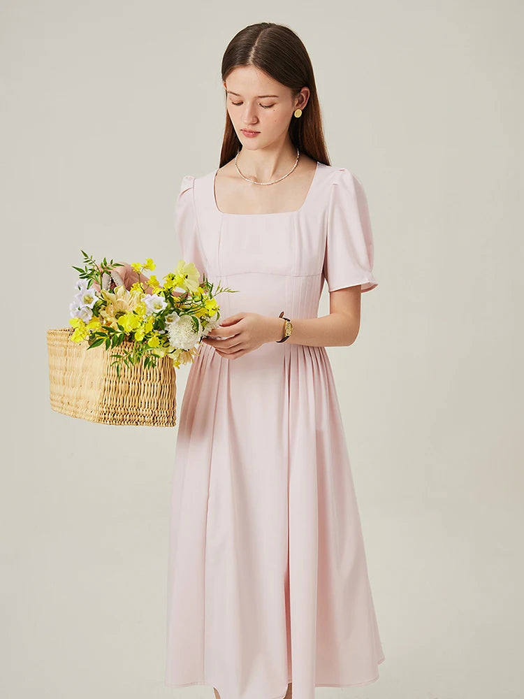 Blush Square Neck Puff Sleeve Dress