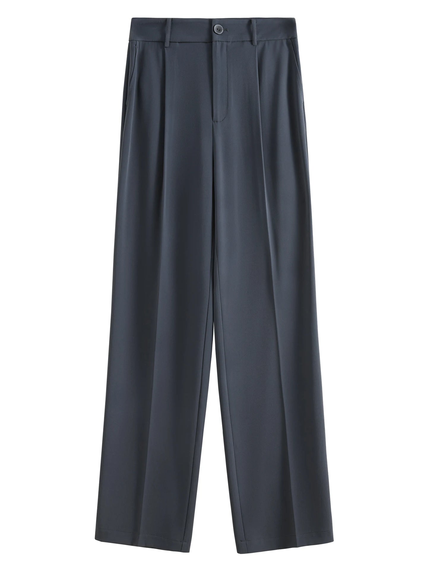 Slate Blue Straight Leg Trousers