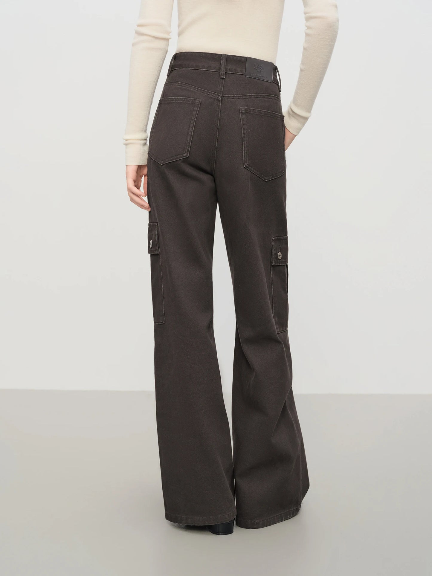 Brown Cargo Wide Leg Jeans