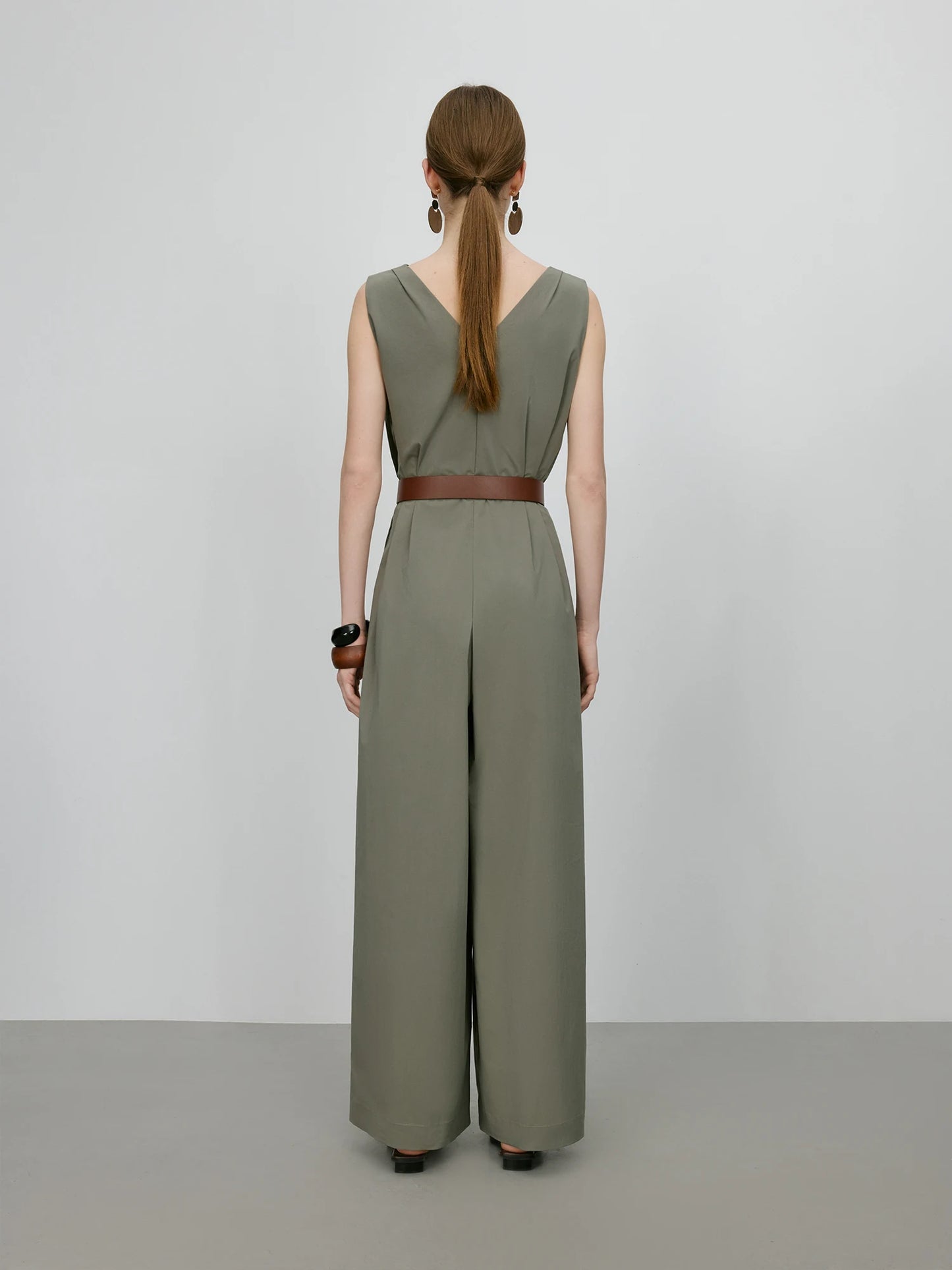 Sage Belted Wide Leg Jumpsuit