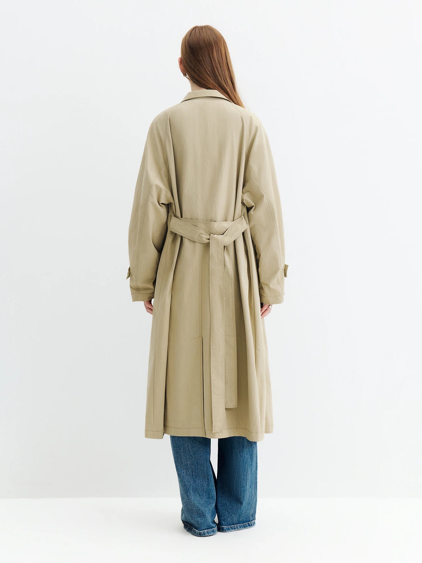 Ivory Relaxed Lapel Mid Length Trench