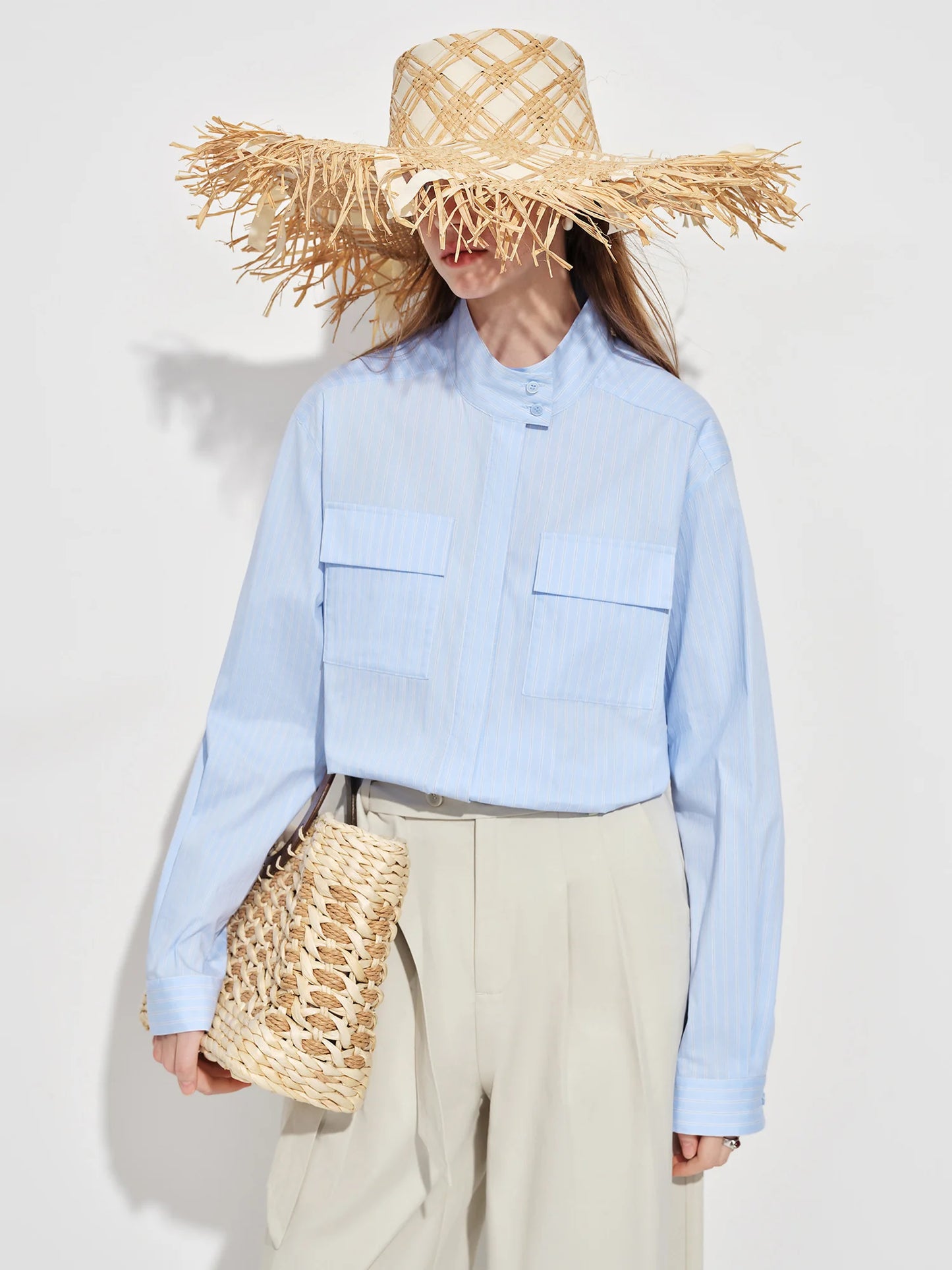 Pale Blue Oversized Utility Shirt