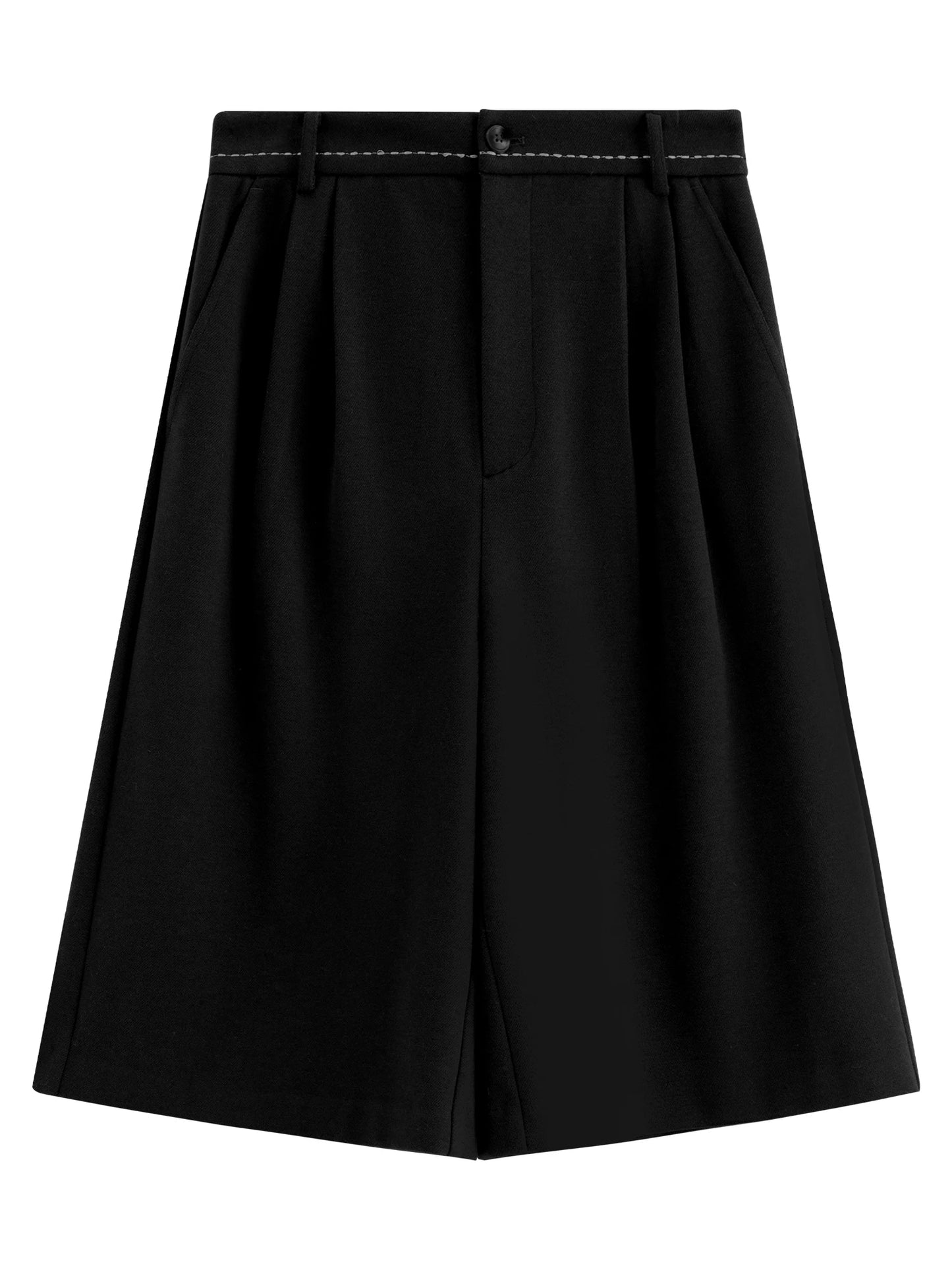 Brown Wide Leg Bermuda Shorts