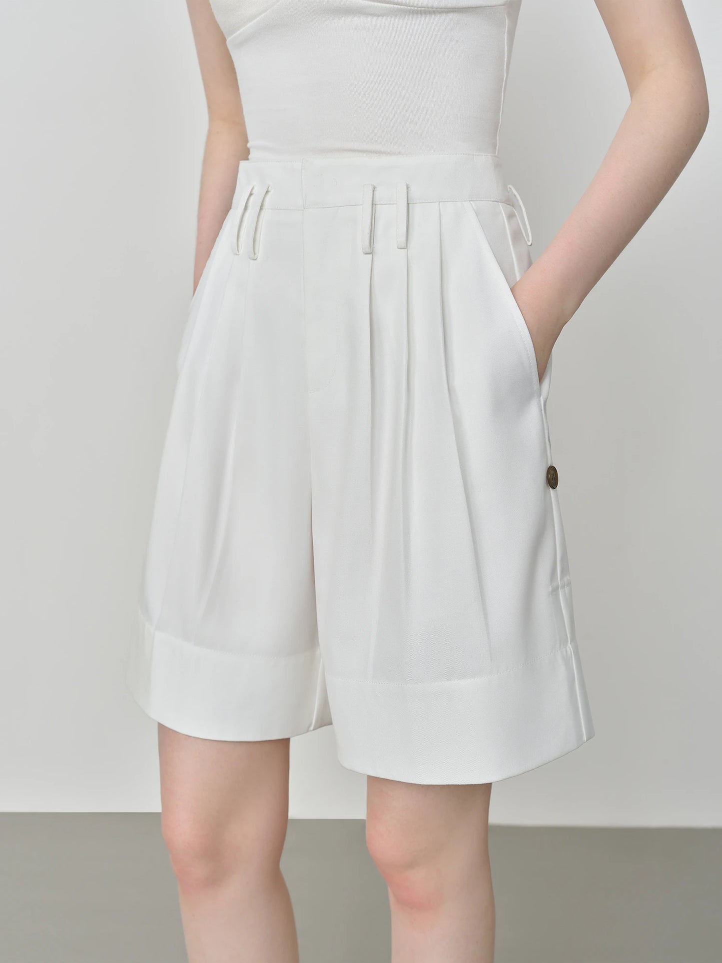 Black Structured Wide Leg Shorts