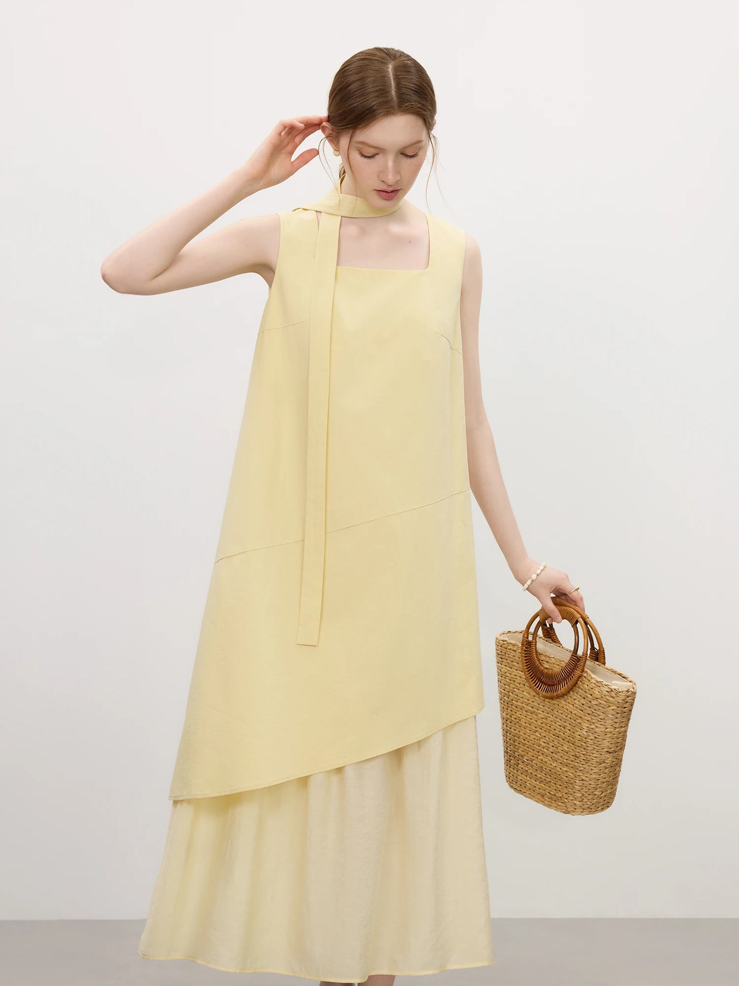 Butter Yellow Layered Sleeveless Maxi Dress
