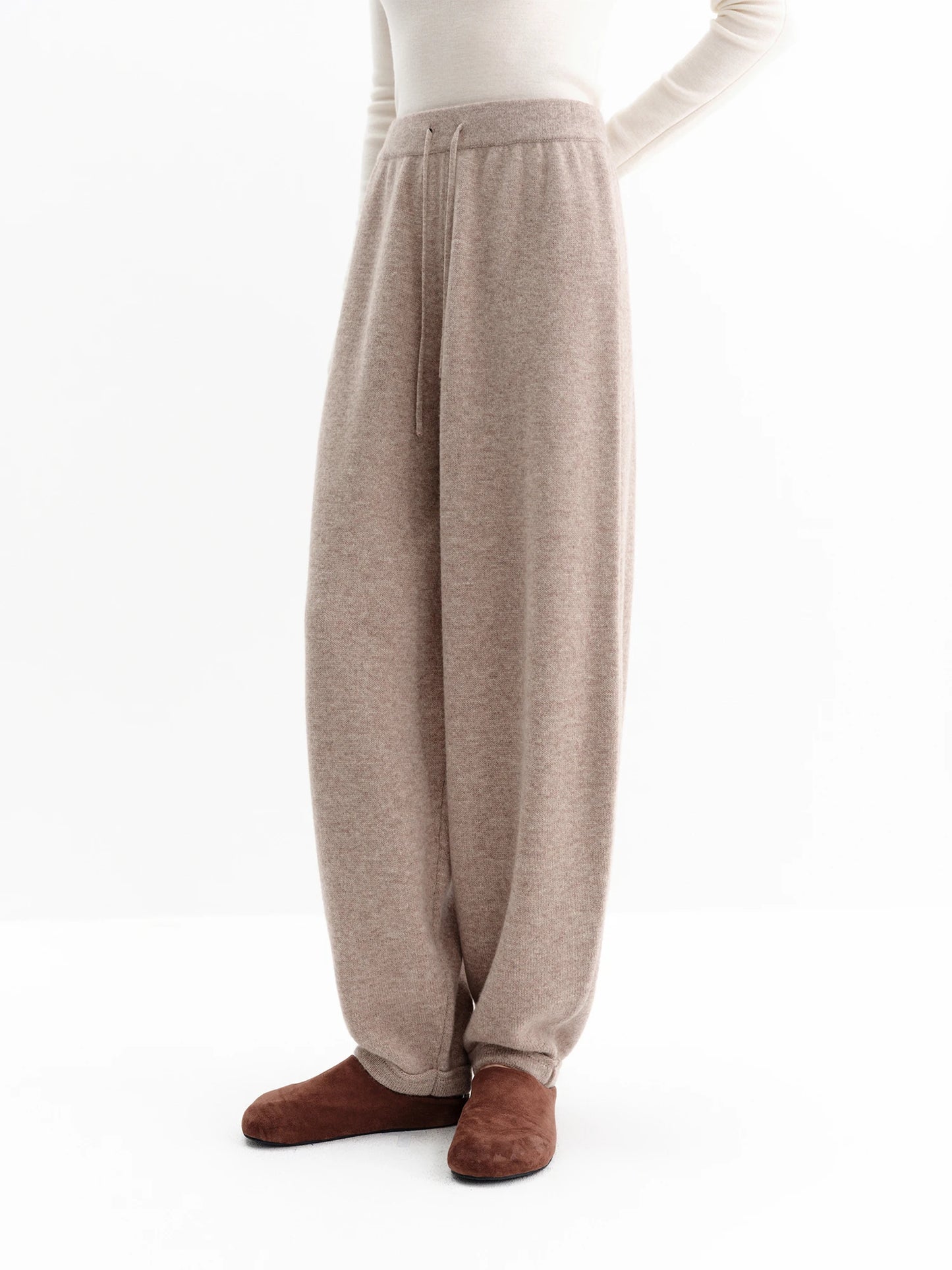 Taupe Knit Wide Leg Lounge Pants