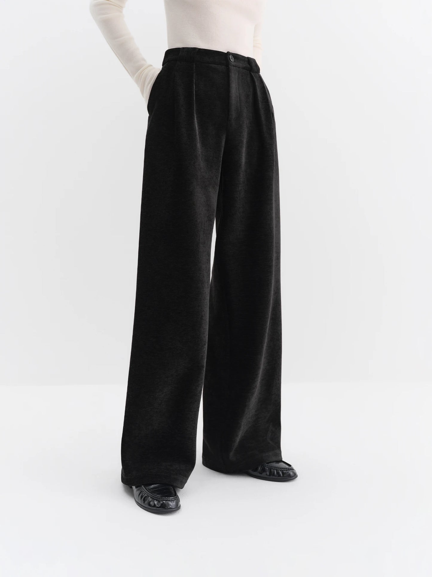 Black Velvet Wide Leg Pants