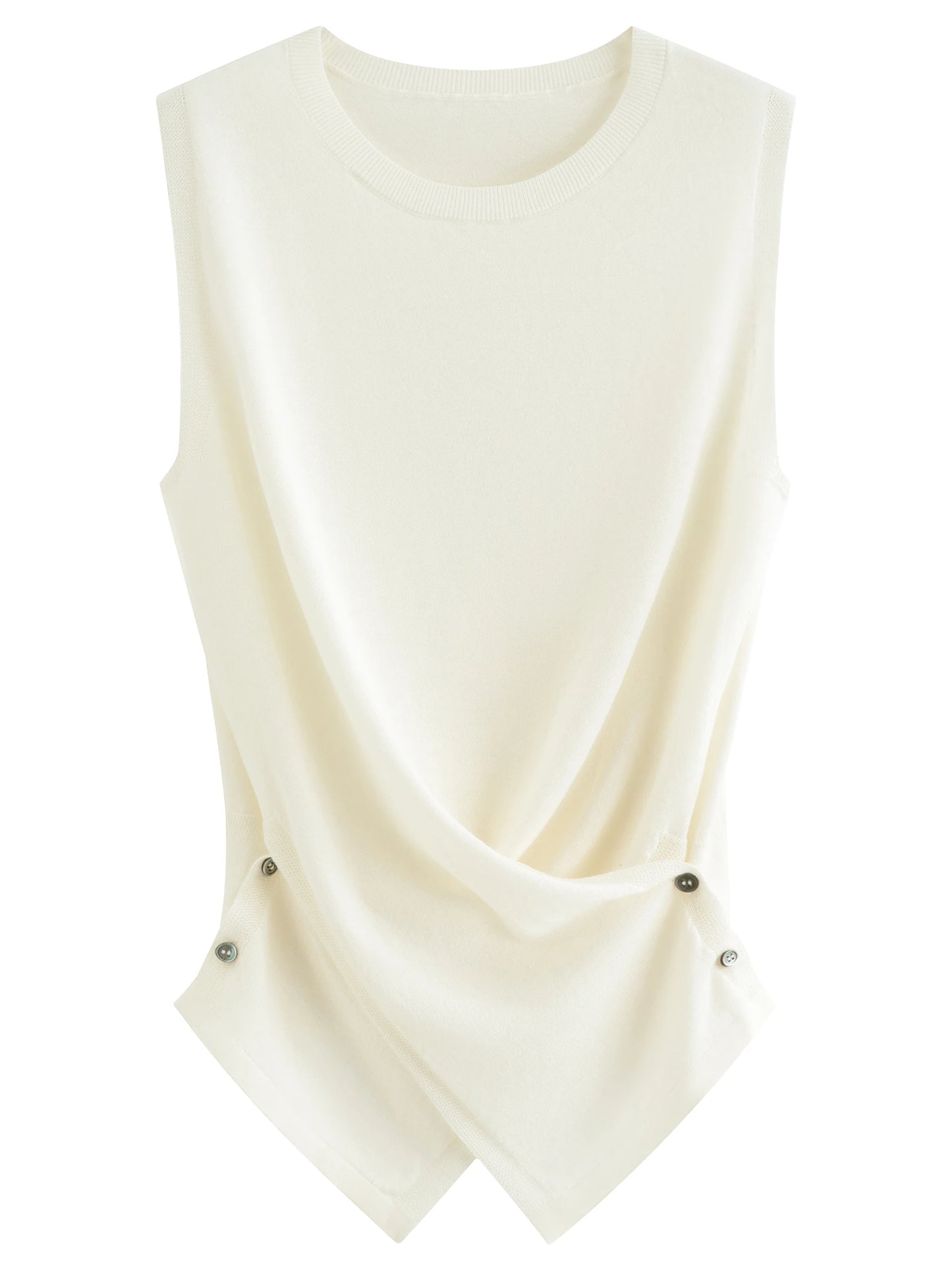 Black Draped Sleeveless Knit Top