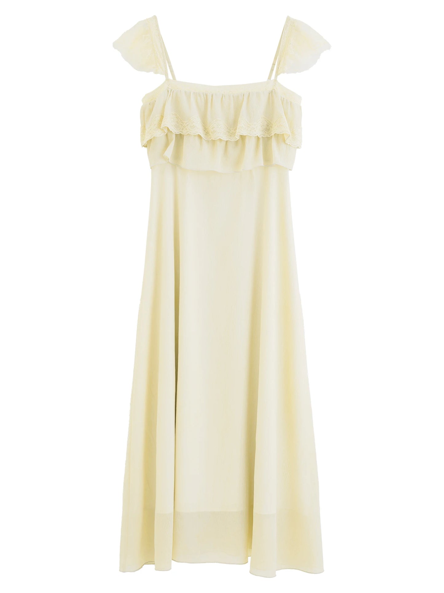 Pale Blue Ruffle Cape Maxi Dress