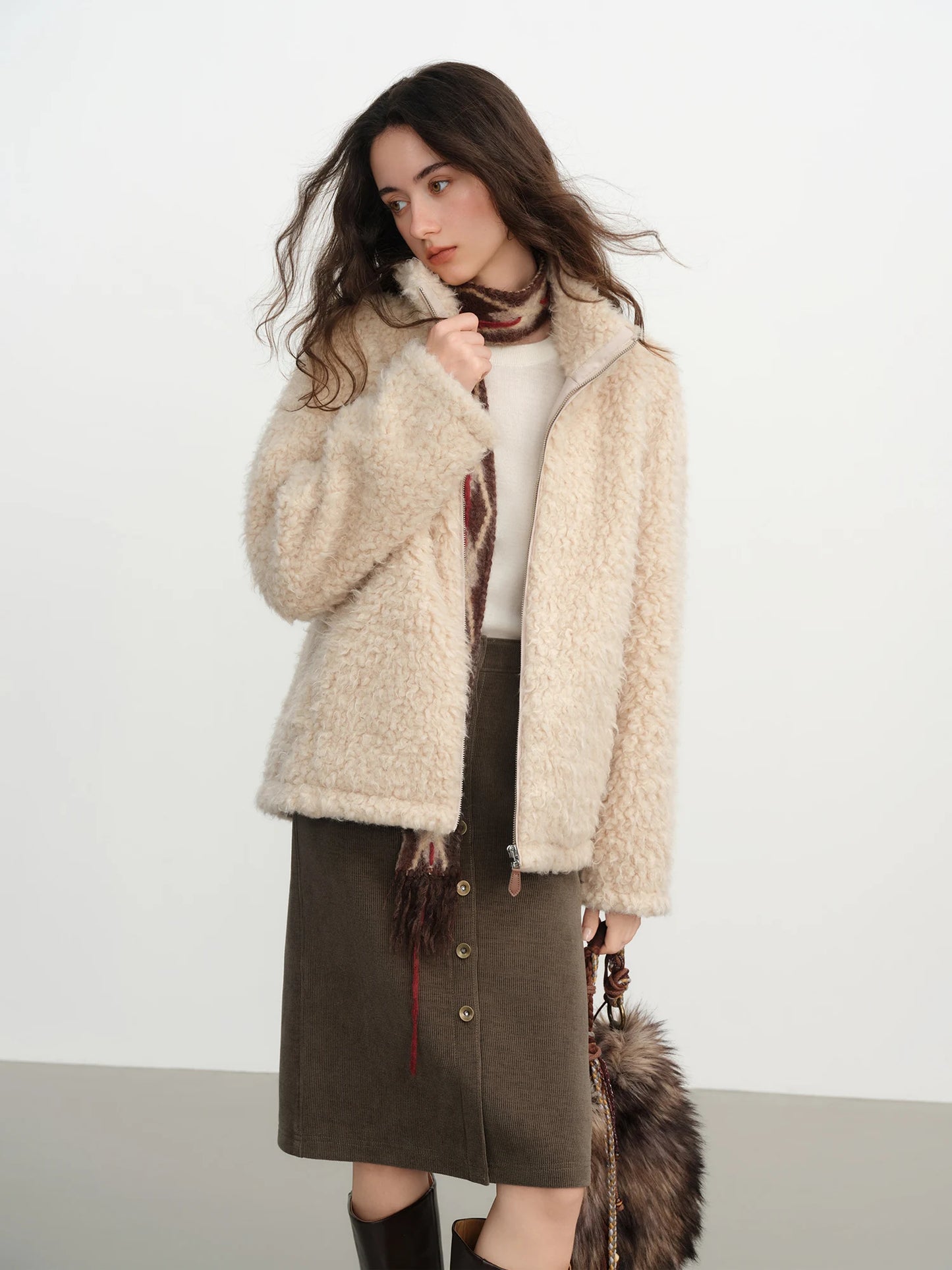 Blush Faux Fur Collar Jacket