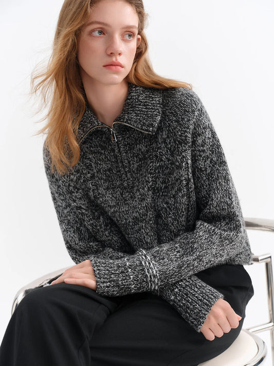 Charcoal Half Zip Knit Sweater