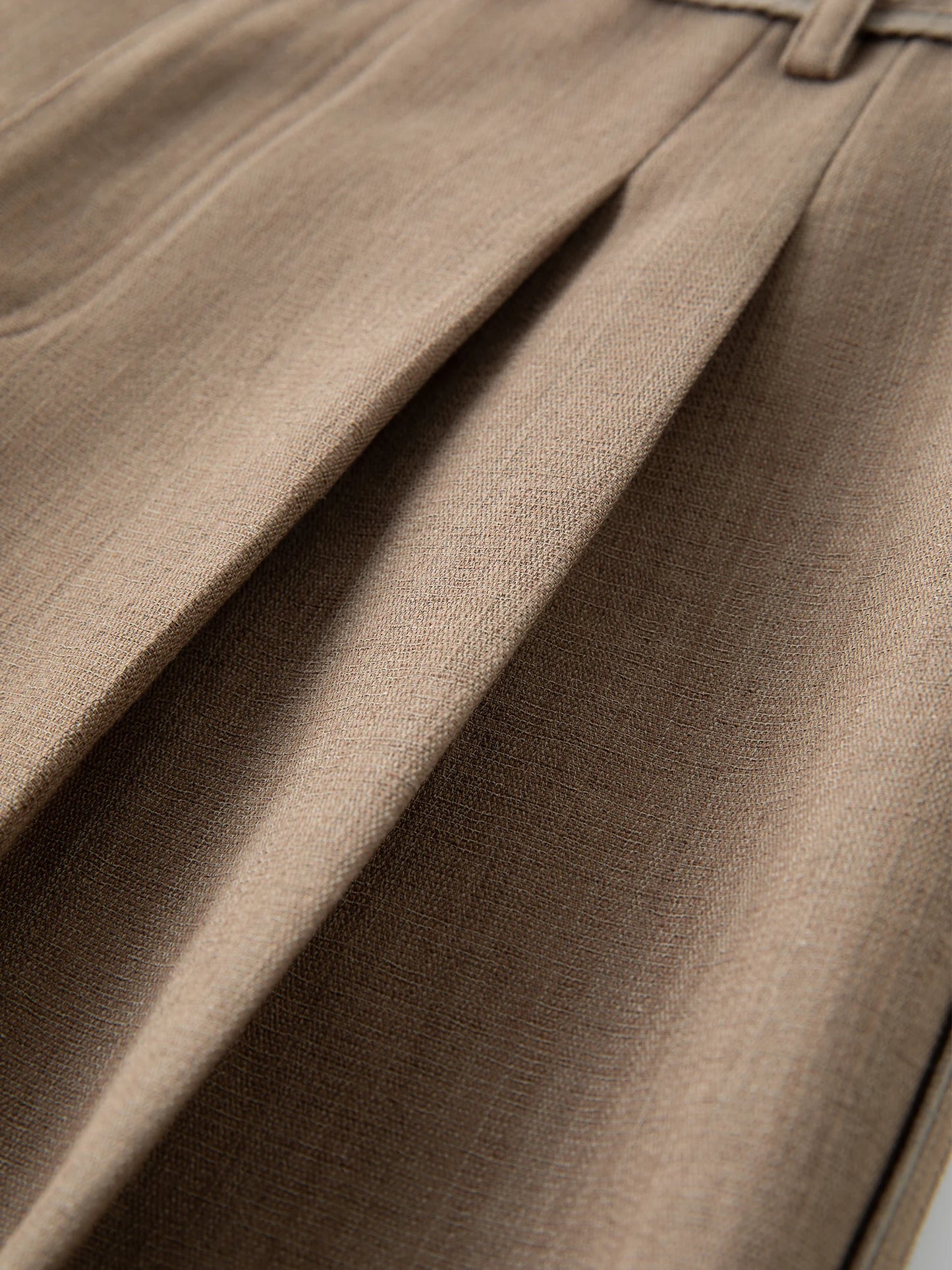 Brown Pleated Wide Leg Trousers