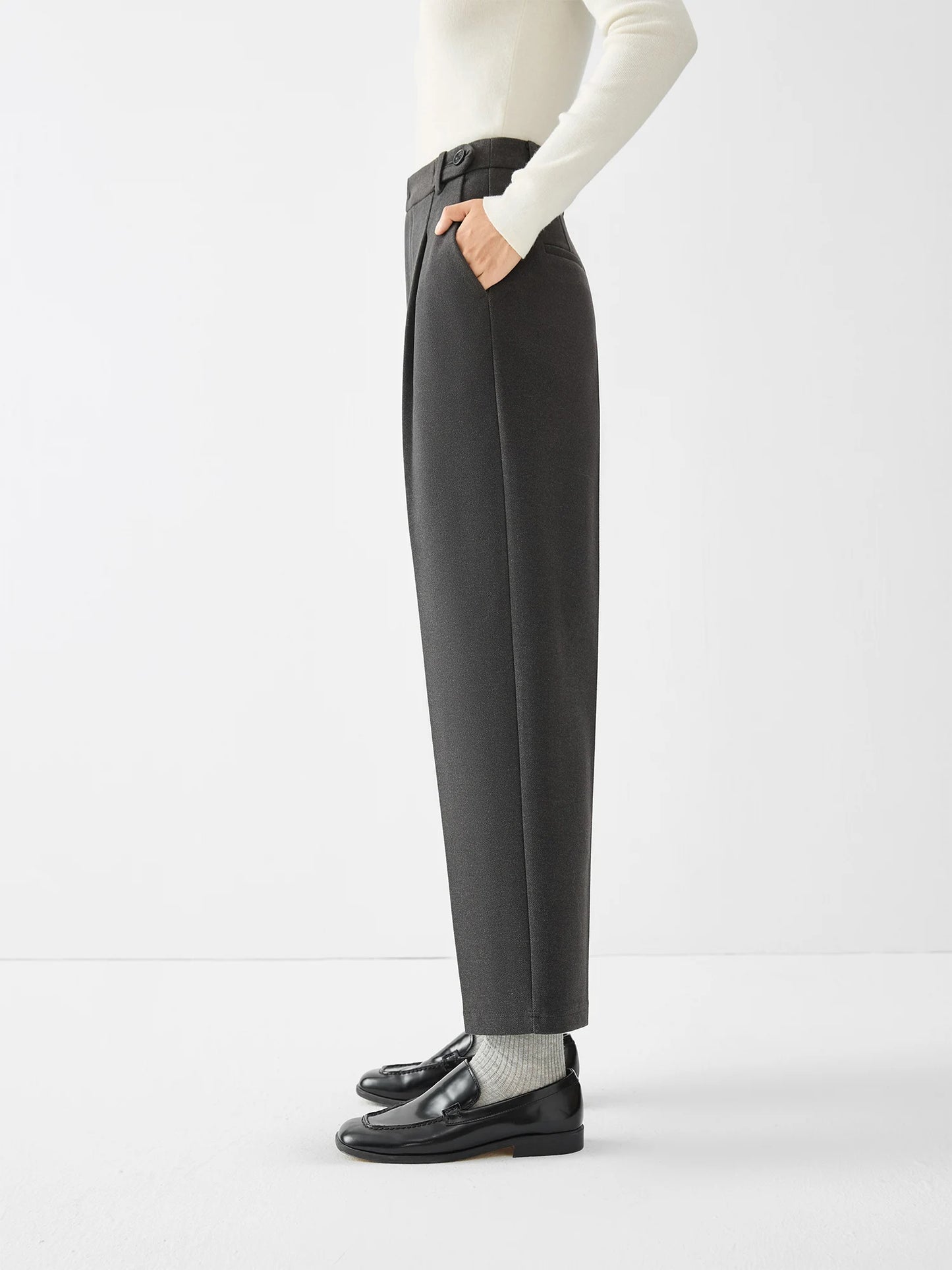 Charcoal Cropped Straight Leg Trousers