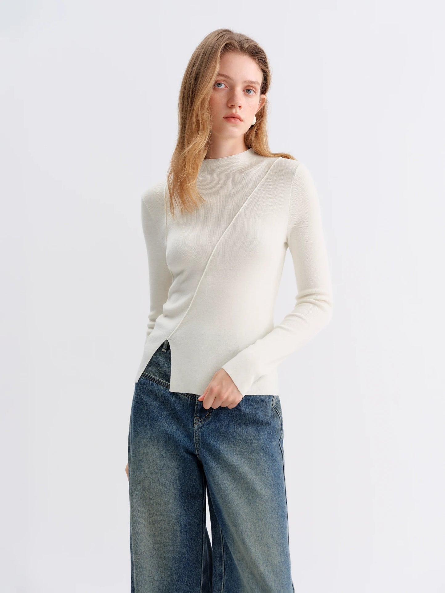 Lilac Asymmetric Hem Knit Top